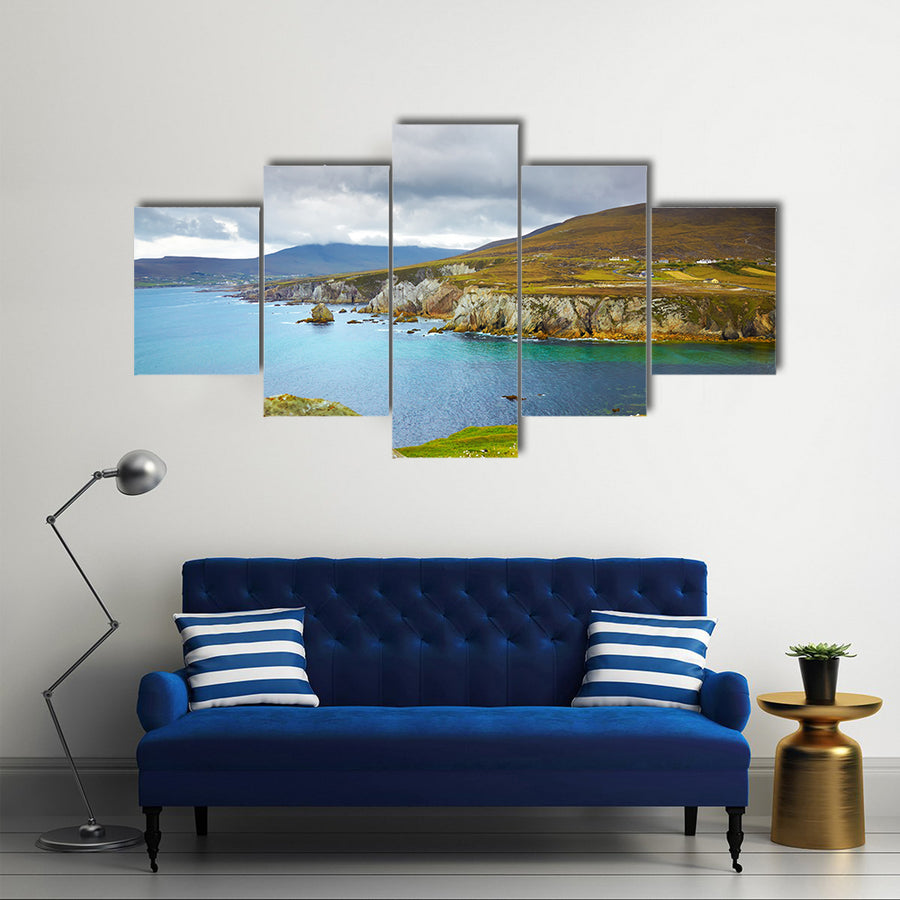 Overcast landscape of the coast at Achill Island, county Mayo, Ireland Multi Panel Canvas Wall Art
