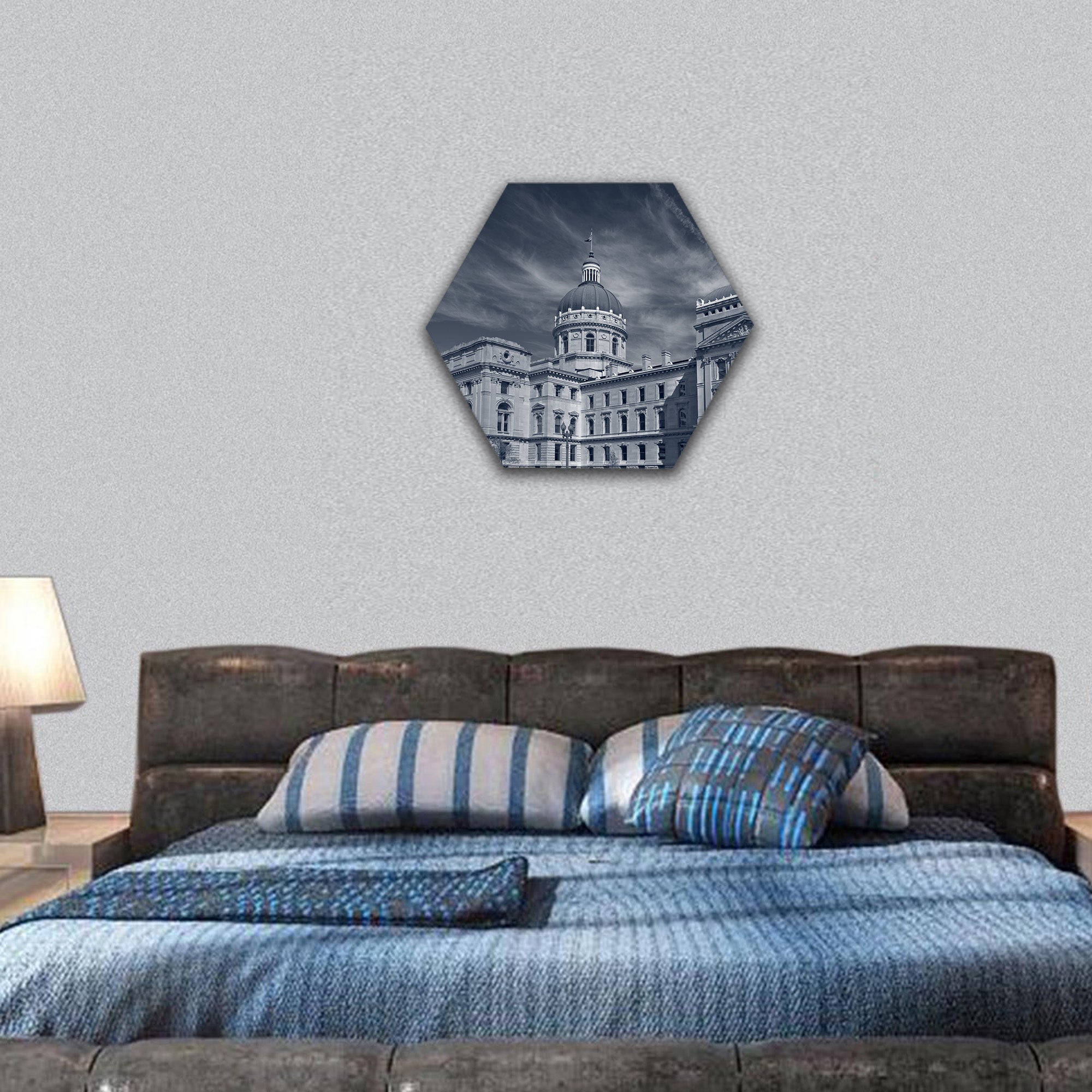 Indiana Capitol Building hexagonal canvas wall art
