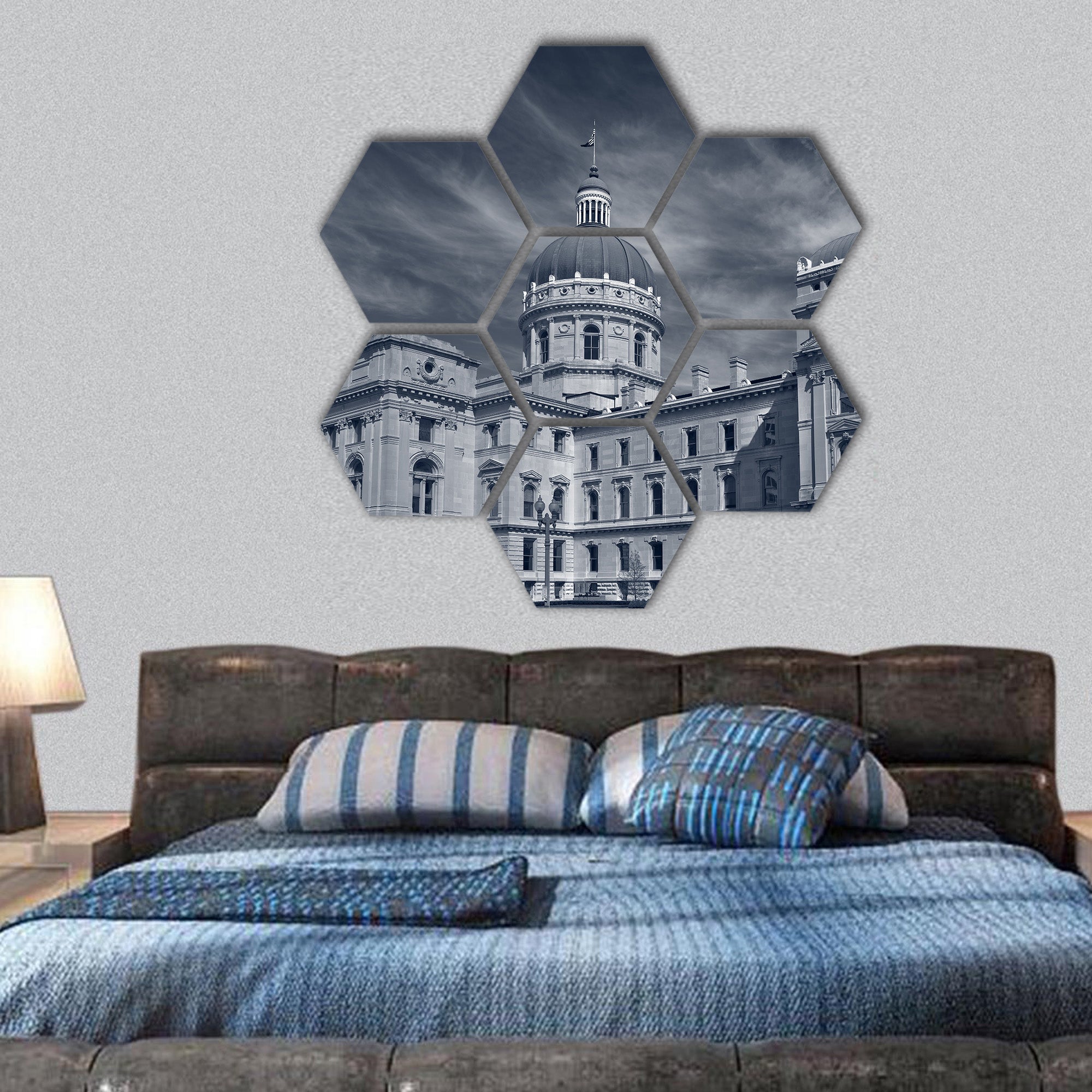 Indiana Capitol Building hexagonal canvas wall art