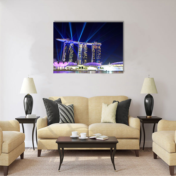 Singapore skyline at night Multi panel canvas wall art