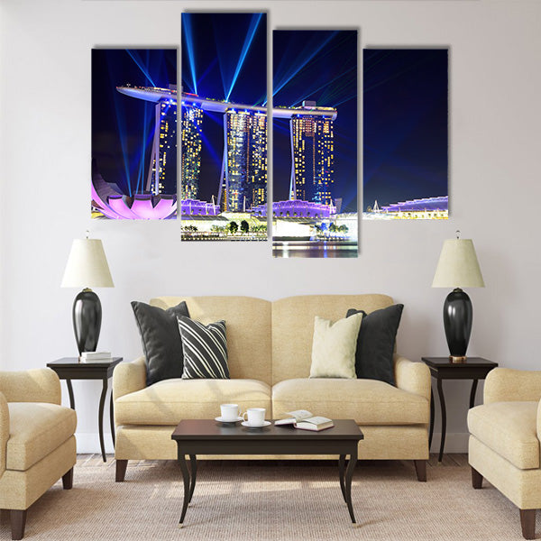 Singapore skyline at night Multi panel canvas wall art