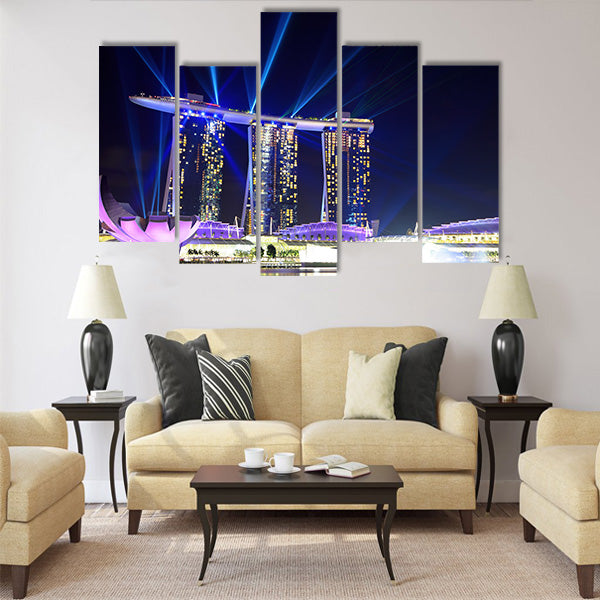 Singapore skyline at night Multi panel canvas wall art