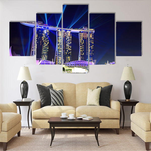 Singapore skyline at night Multi panel canvas wall art