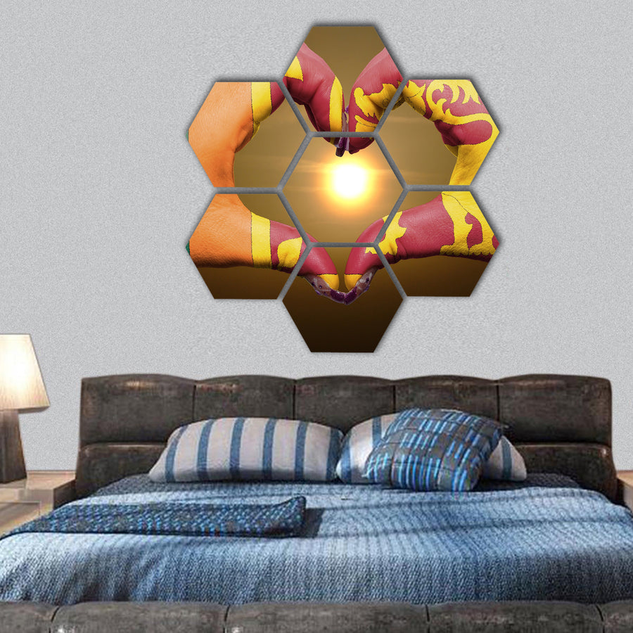 Tourist peru made by Sri Lanka flag hexagonal canvas wall art