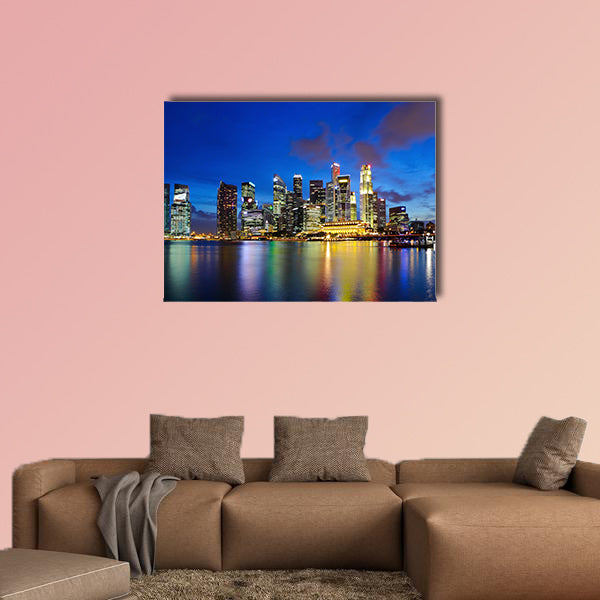 Singapore city at night Multi panel canvas wall art