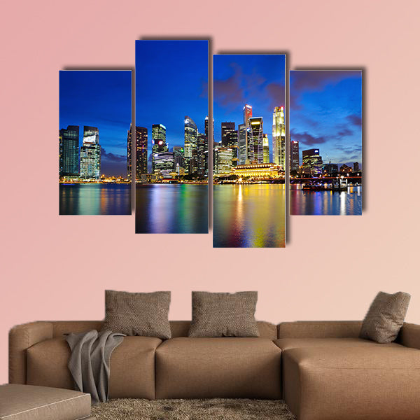 Singapore city at night Multi panel canvas wall art