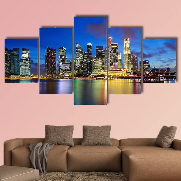 Singapore city at night Multi panel canvas wall art