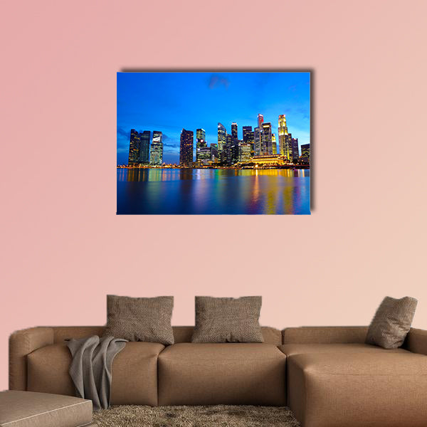 Singapore city at night multi panel canvas wall art