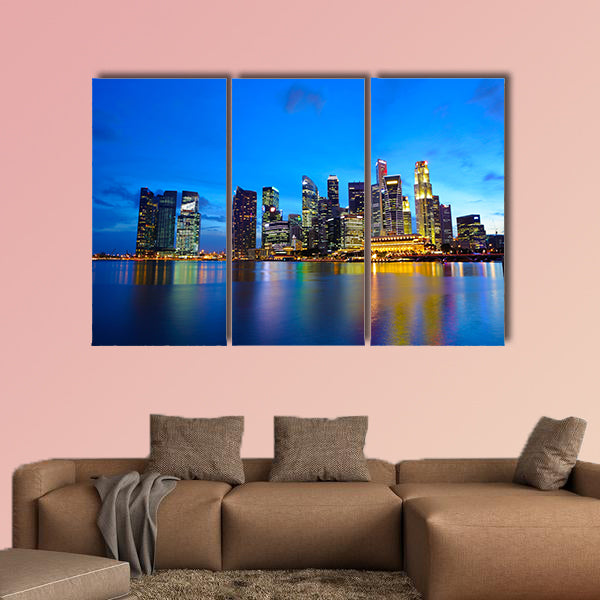 Singapore city at night multi panel canvas wall art