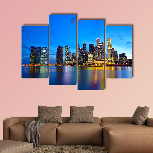 Singapore city at night multi panel canvas wall art