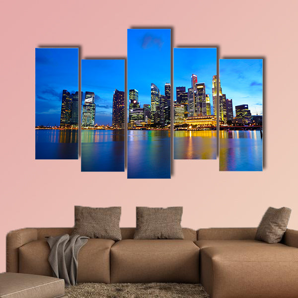 Singapore city at night multi panel canvas wall art