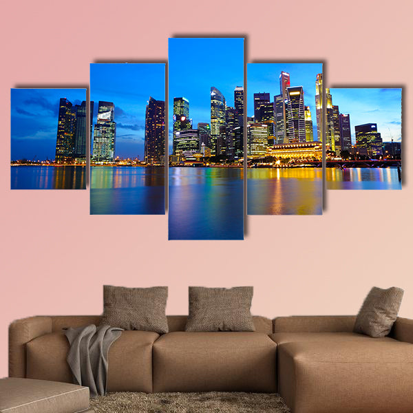 Singapore city at night multi panel canvas wall art