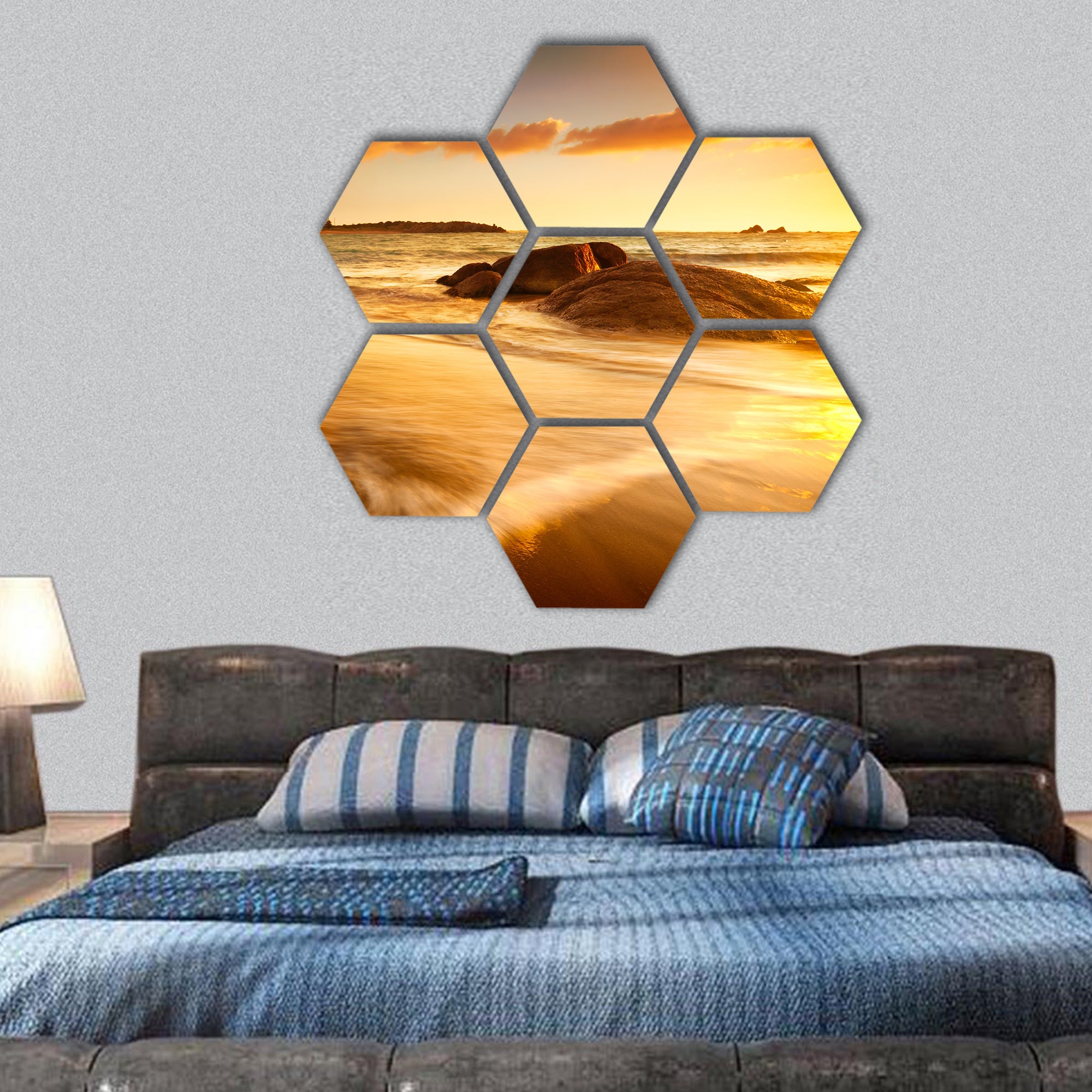 Gorgeous Sunrise on a South Australian Beach hexagonal canvas wall art