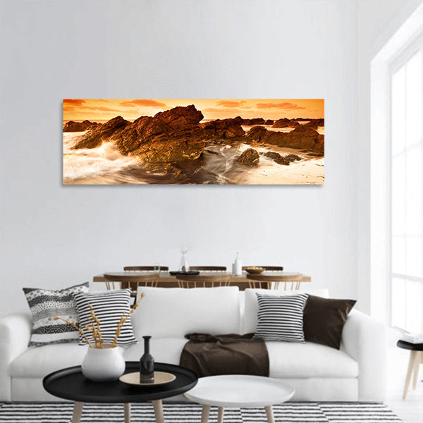 Beach Sunset panoramic canvas wall art