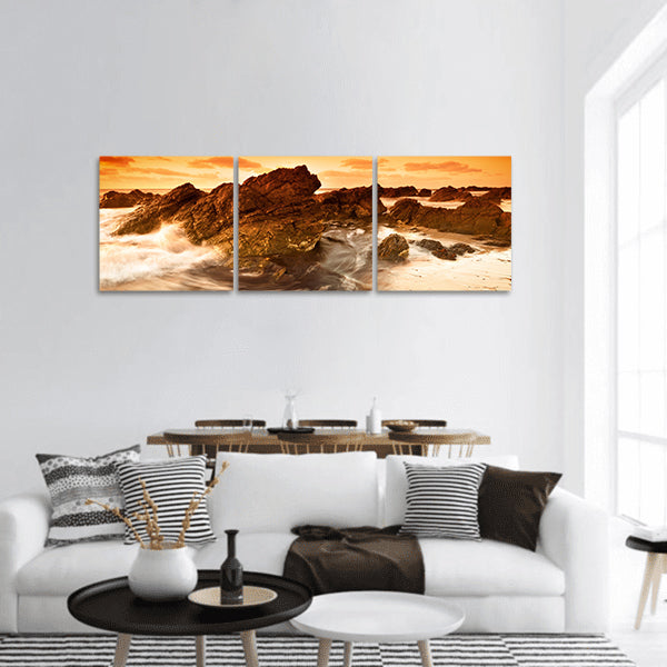 Beach Sunset panoramic canvas wall art