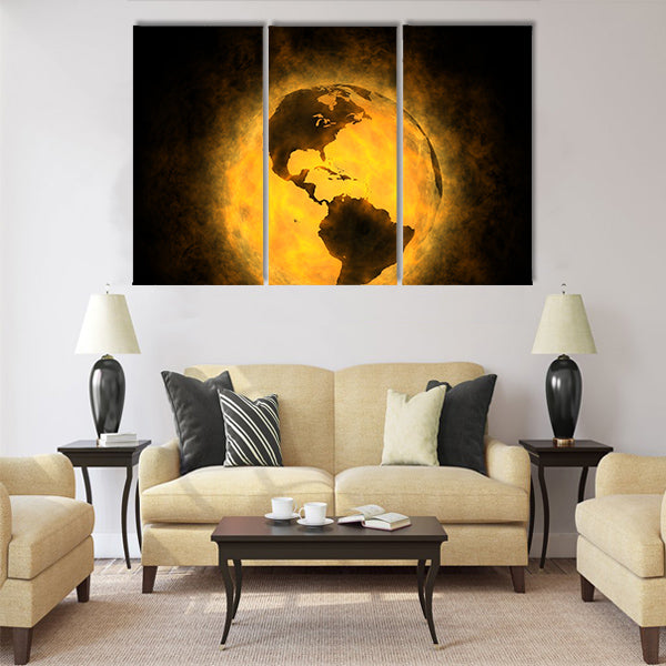 Total warming of planet Earth - America Multi Panel Canvas Wall Art