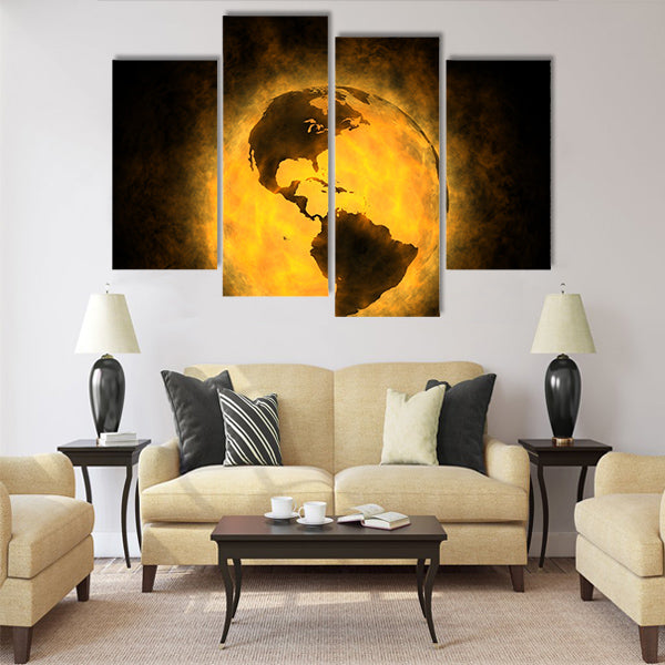 Total warming of planet Earth - America Multi Panel Canvas Wall Art