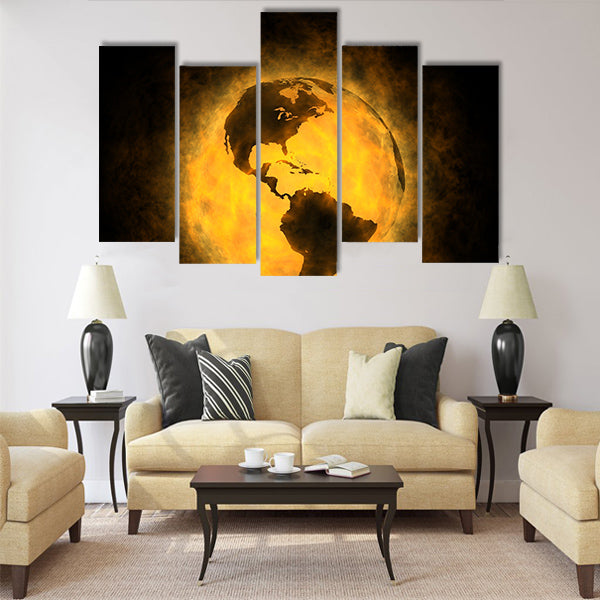 Total warming of planet Earth - America Multi Panel Canvas Wall Art