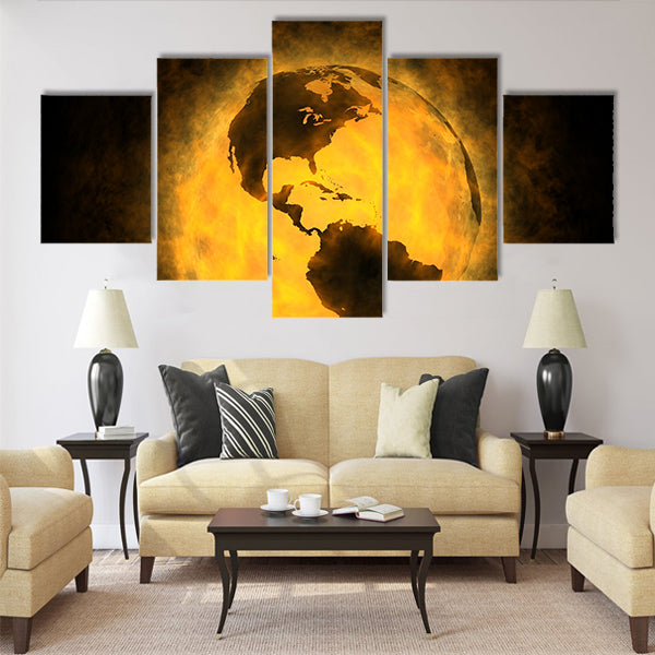 Total warming of planet Earth - America Multi Panel Canvas Wall Art