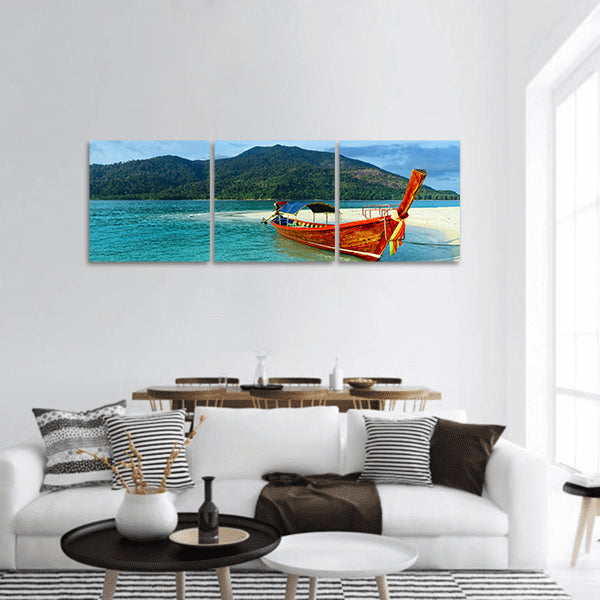 Clear water and blue sky Lipe island, Thailand panoramic canvas wall art