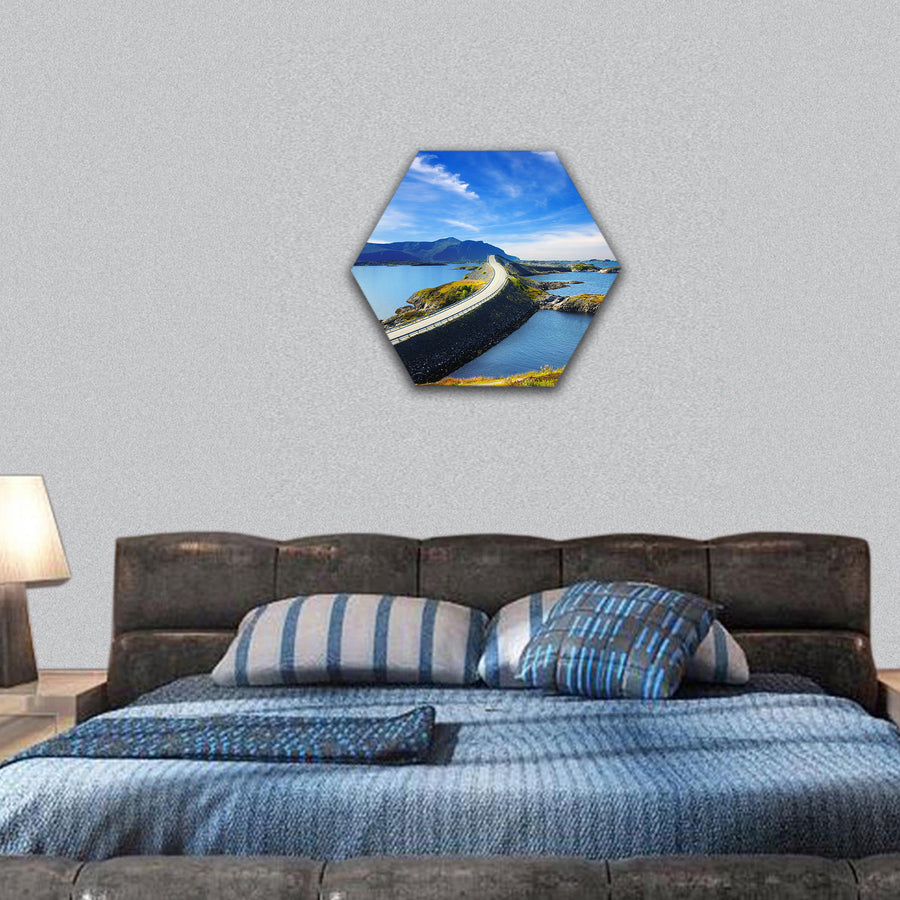 Picturesque Norway landscape , Atlanterhavsvegen hexagonal canvas wall art