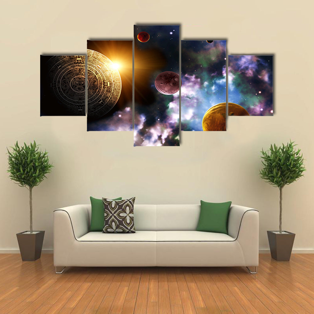 Maya Prophecy on Horizontal Backdrop Multi Panel Canvas Wall Art