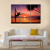 Silhouette of Yoga girl in sunset Multi panel canvas wall art