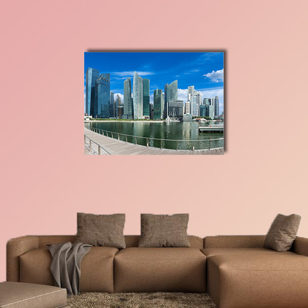 Singapore skyline of business district and Marina Bay multi panel canvas wall art