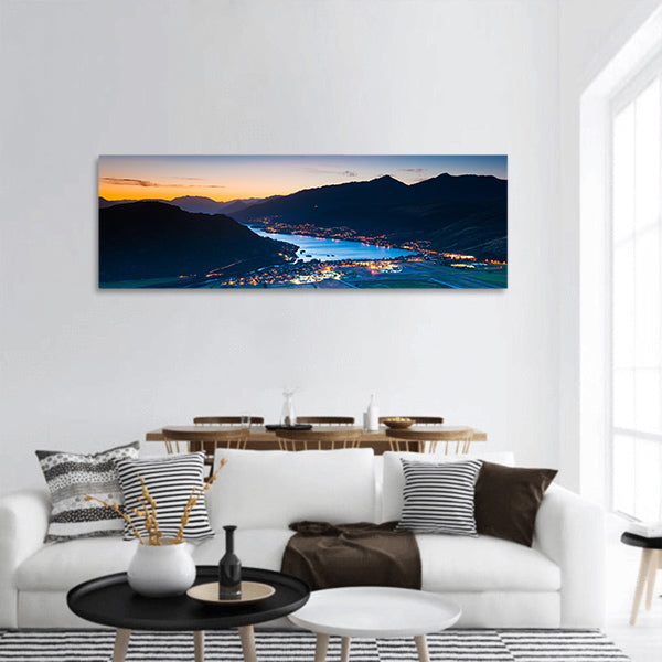 Aerial view of Queenstown, New Zealand panoramic canvas wall art