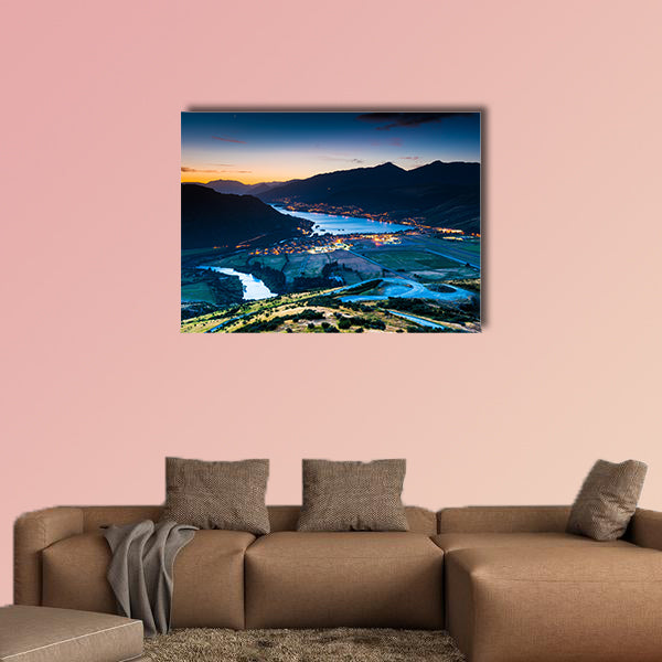 Aerial view of Queenstown, New Zealand multi panel canvas wall art