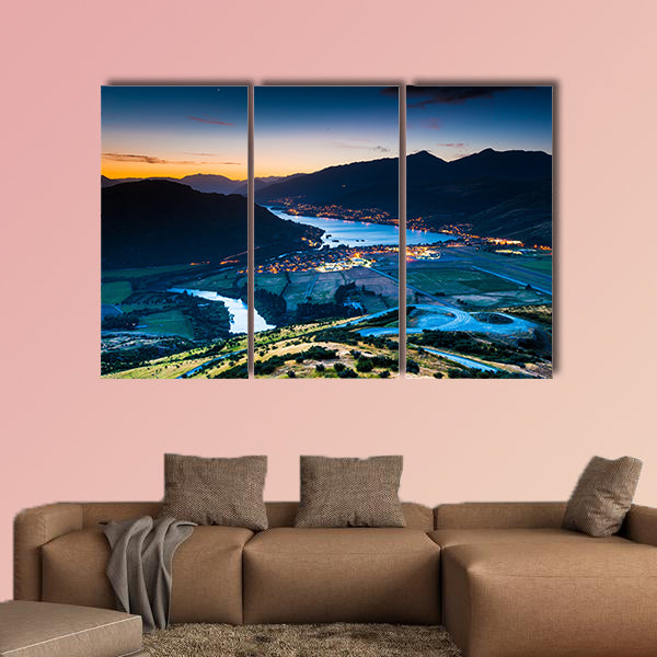 Aerial view of Queenstown, New Zealand multi panel canvas wall art