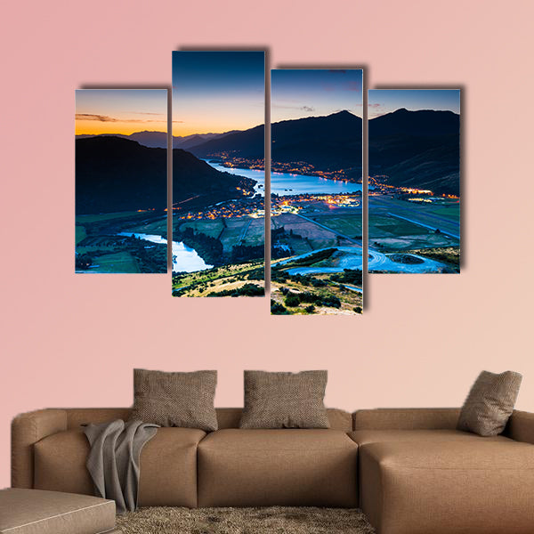 Aerial view of Queenstown, New Zealand multi panel canvas wall art