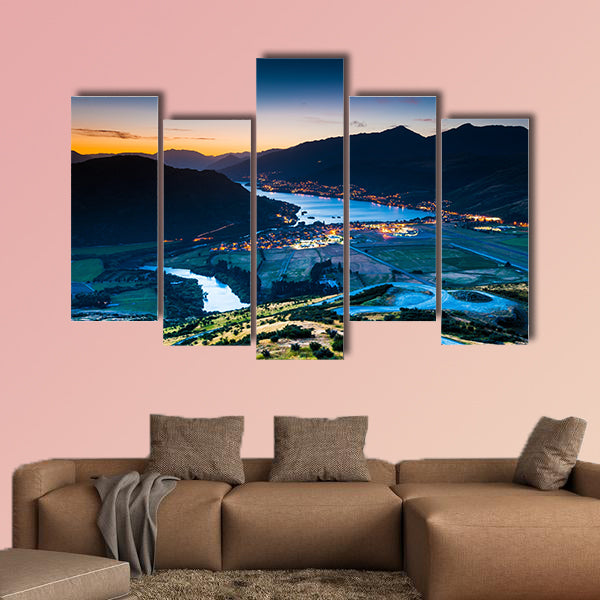 Aerial view of Queenstown, New Zealand multi panel canvas wall art