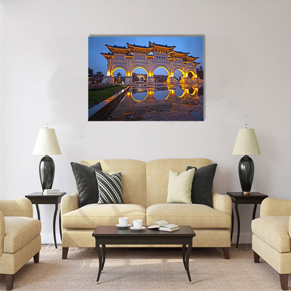 chiang kai shek memorial hall with blue sky Multi panel canvas wall art