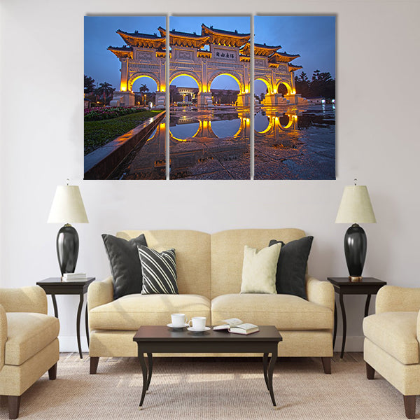 chiang kai shek memorial hall with blue sky Multi panel canvas wall art