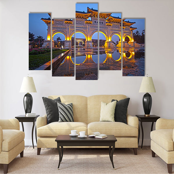chiang kai shek memorial hall with blue sky Multi panel canvas wall art
