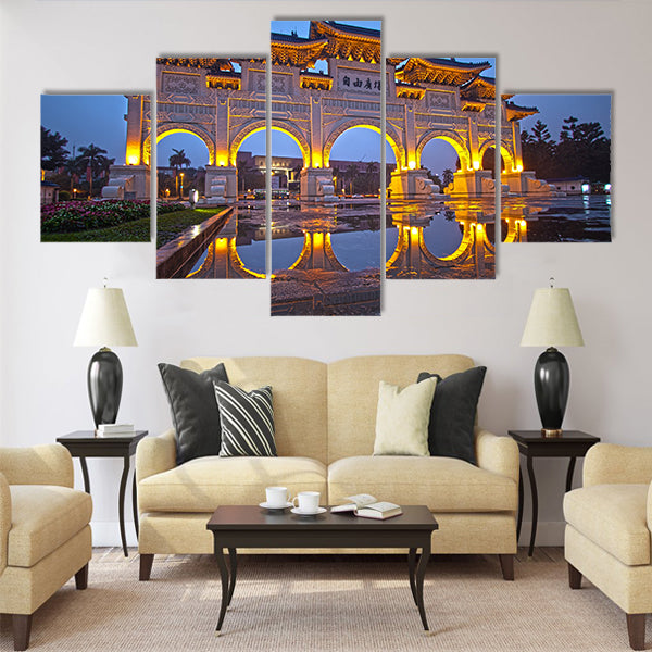 chiang kai shek memorial hall with blue sky Multi panel canvas wall art