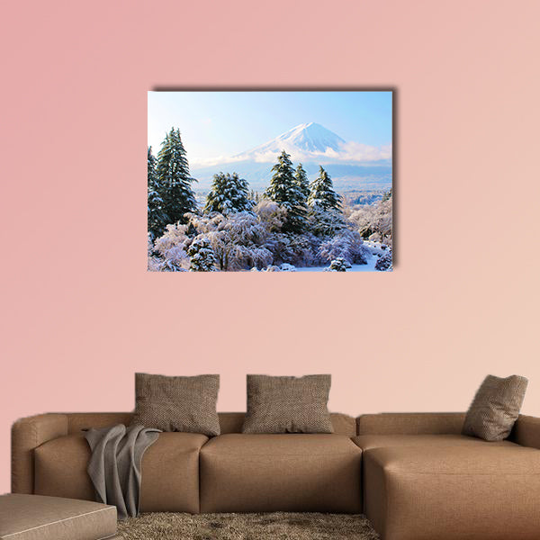 The Sacred Fuji in winter as a view from mountain peak multi panel canvas wall art