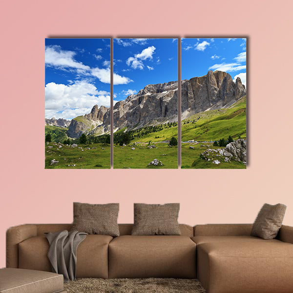 Summer landscape of Sella Mountain and Gardena, multi panel canvas wall art
