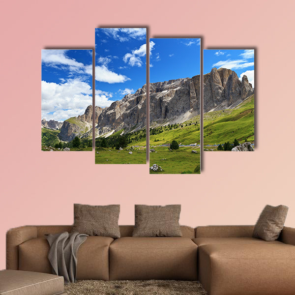 Summer landscape of Sella Mountain and Gardena, multi panel canvas wall art