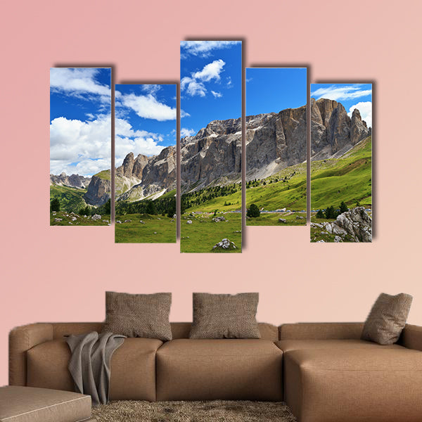Summer landscape of Sella Mountain and Gardena, multi panel canvas wall art