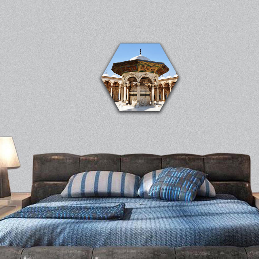 Scenery of the famous Omayyad Mosque in Damascus,Syria hexagonal canvas wall art