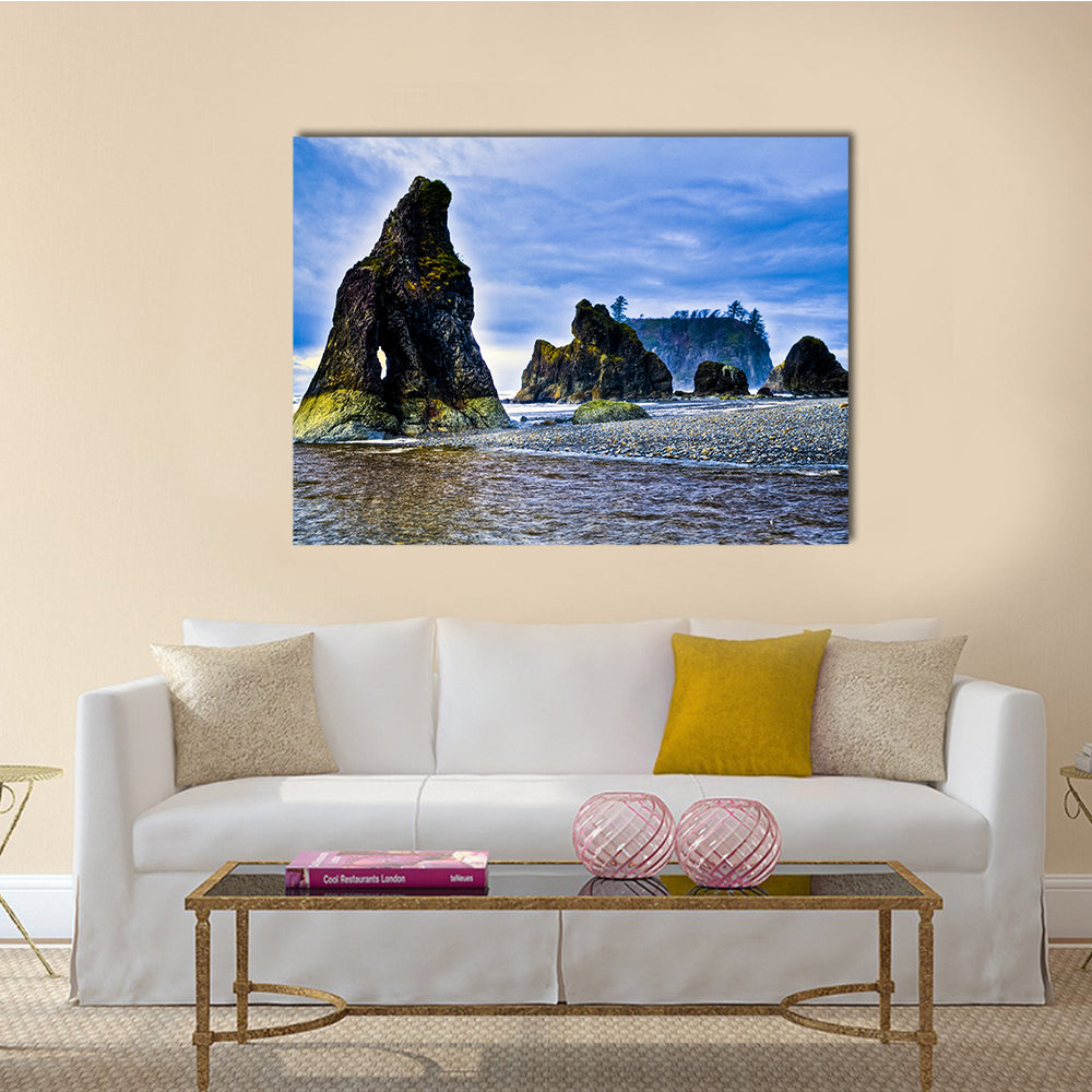 Beautiful Rugged, rocky coast of Ruby Beach Multi Panel Canvas Wall Art
