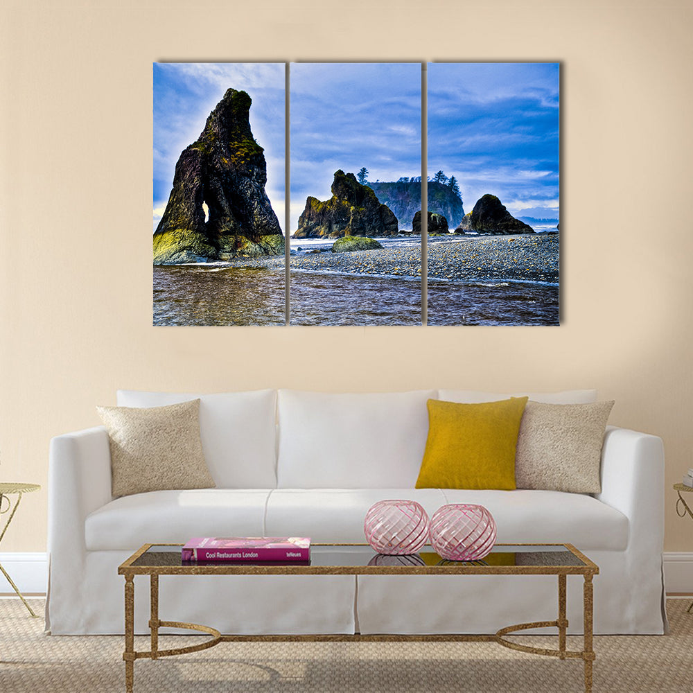 Beautiful Rugged, rocky coast of Ruby Beach Multi Panel Canvas Wall Art