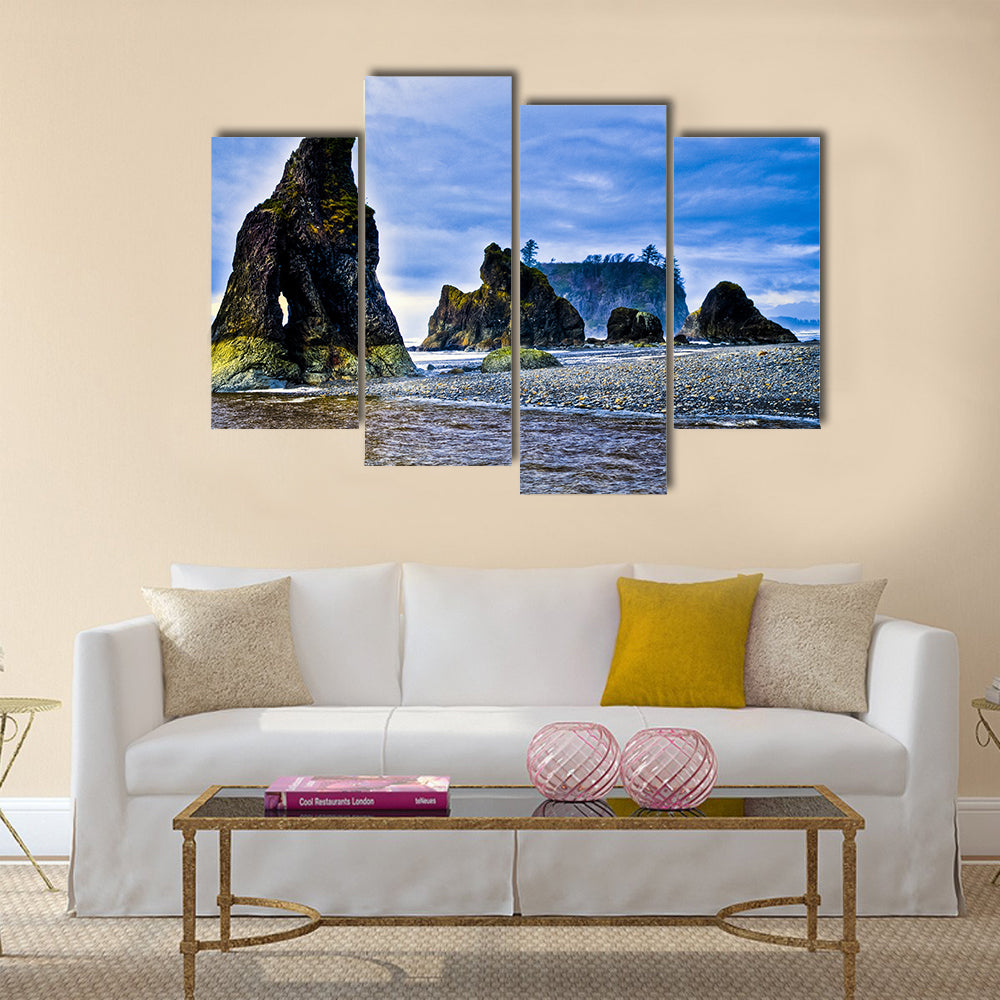 Beautiful Rugged, rocky coast of Ruby Beach Multi Panel Canvas Wall Art