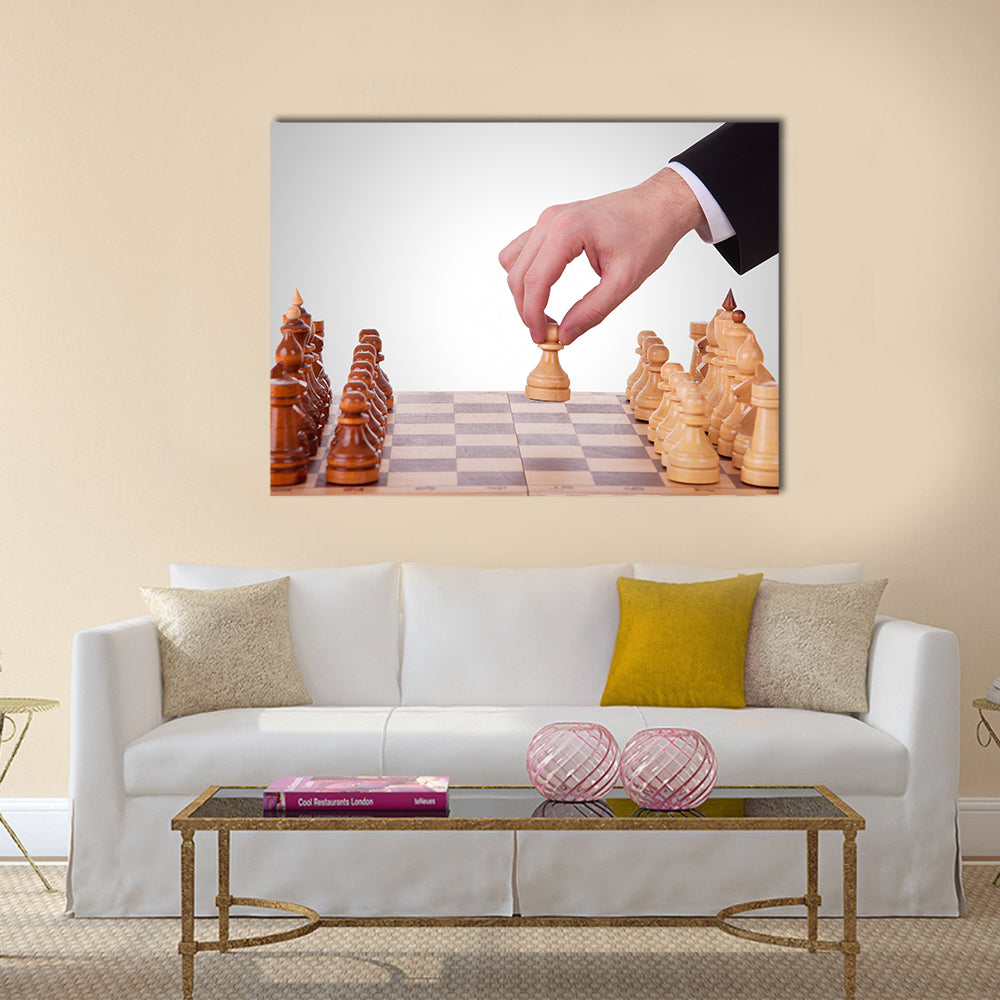 The first step in chess game multi panel canvas wall art