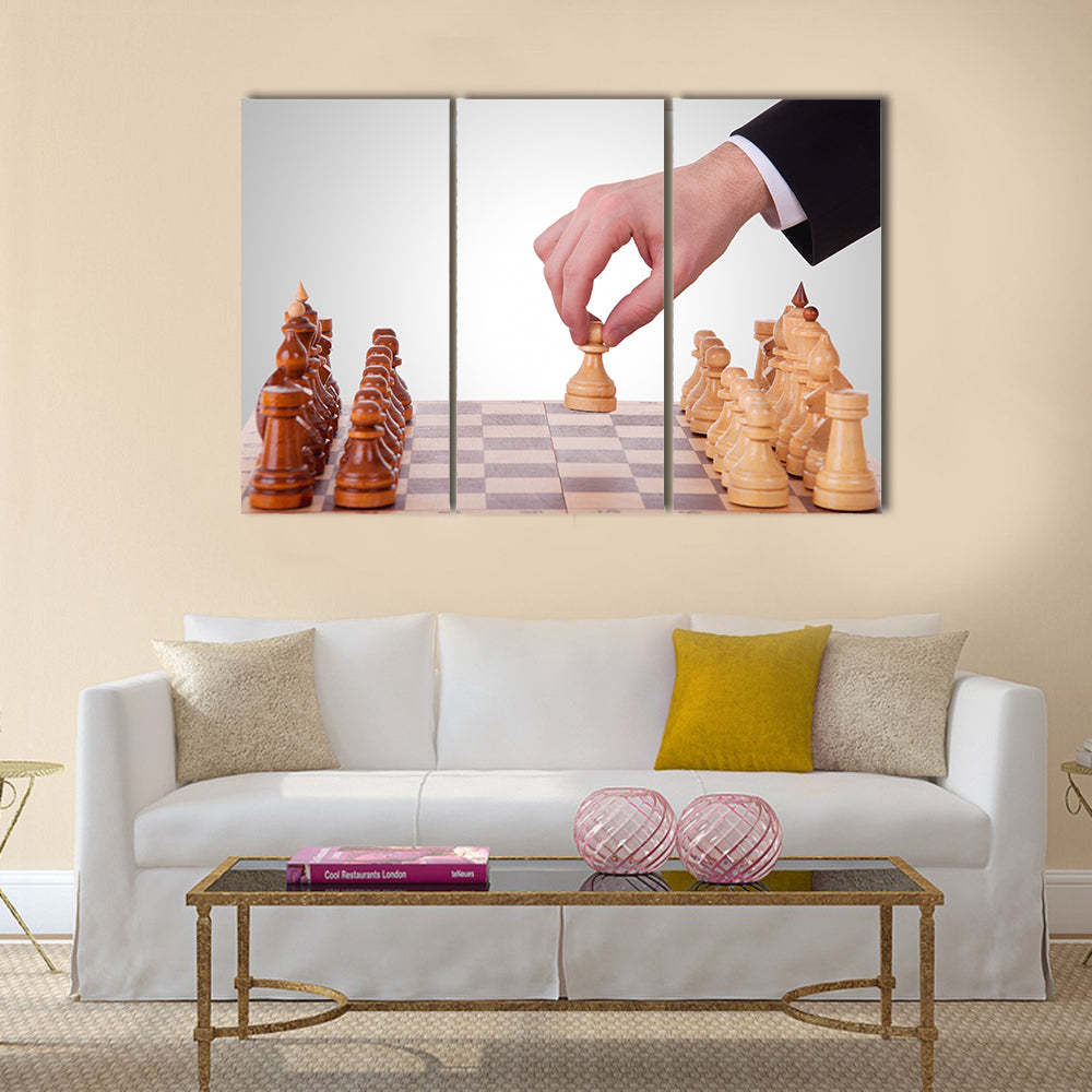 The first step in chess game multi panel canvas wall art