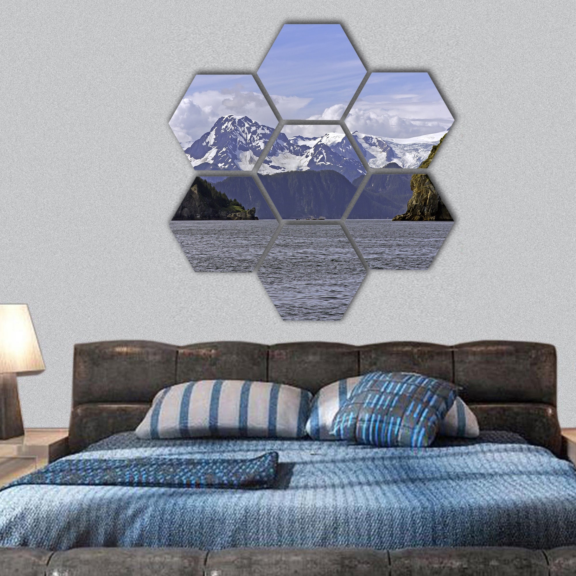 Ressurection Bay near Seward in Alaska hexagonal canvas wall art
