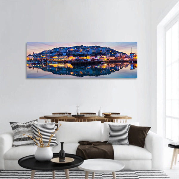 Panorama of Brixham Harbour at Sunset Devon England UK panoramic canvas wall art