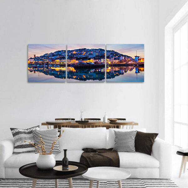 Panorama of Brixham Harbour at Sunset Devon England UK panoramic canvas wall art